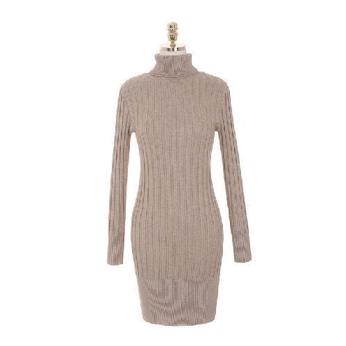 op4071 Turtleneck Corrugated Knit Dress