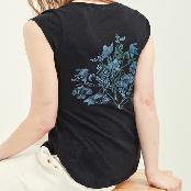 Back blue Flower Black(L) T-Shirts