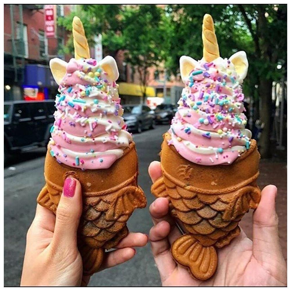 Taiyaki open mouth machine, Korea ice Bungeoppang machine,  Electric Fish-Shaped Bun 4P Machine