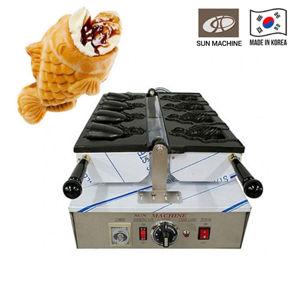 Taiyaki open mouth machine, Korea ice Bungeoppang machine,  Electric Fish-Shaped Bun 4P Machine