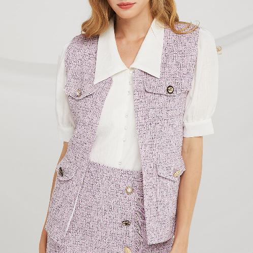 Willow Jewel Button Tweed Vest