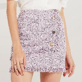 Willow Jewel Button Tweed Skirt