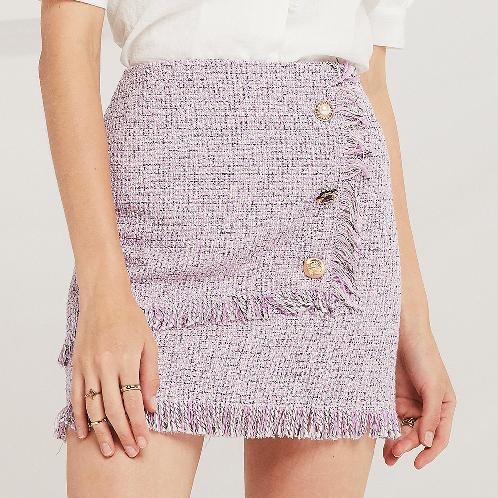 Willow Jewel Button Tweed Skirt