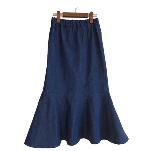 Women's Denim Pencil Midi Skirt