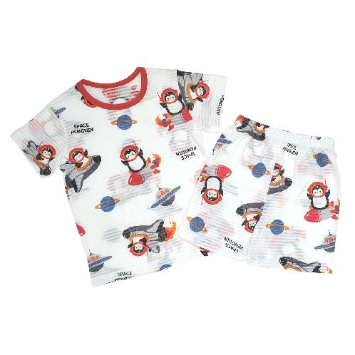 Rocket Penguin; 21SS kids Organic Short Sleeves Jacquard