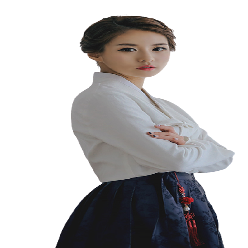 Korean traditional skirt with rambling rose(navy)