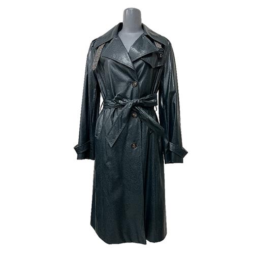 Single-breasted Trench Coat (FAKE LEATHER OPEN COLLAR BBY)