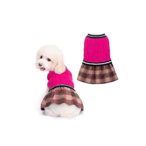 Good PETSTORY Cute Dog Sweater Dress Knit Red Dress