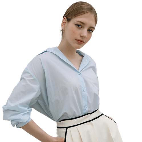 Paper Like Loose Fit Toukpae Sister Shirt - Sky