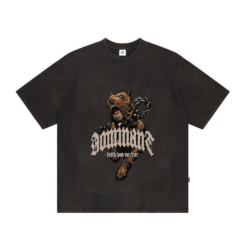 VINTAGE WASHING BULLDOG T-shirts BLACK