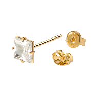 GOLD SQUARE CZ CASTING EARRINGS & VOLUME BUTTERFLY BACK CLUTCH