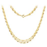 GOLD JJR MIRROR FLAT CABLE CHAIN NECKLACE & BRACELET