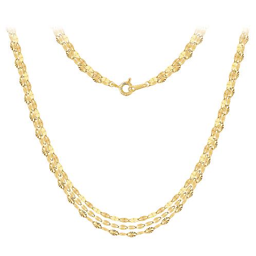 GOLD JJR MIRROR FLAT CABLE CHAIN NECKLACE & BRACELET