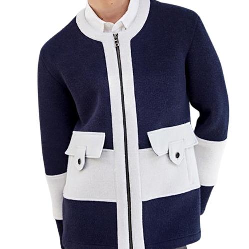 [CUSTOMUS] Waist scheme preppy neoprene jacket CXS23SKCD277